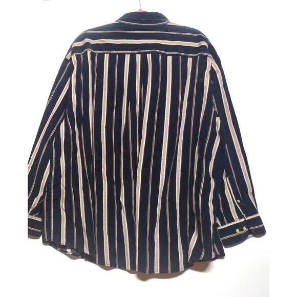 Trader Bay Shirt Micro-Corduroy 3XL Button-Down blue cream stripes Long Sleeve - Picture 5 of 10